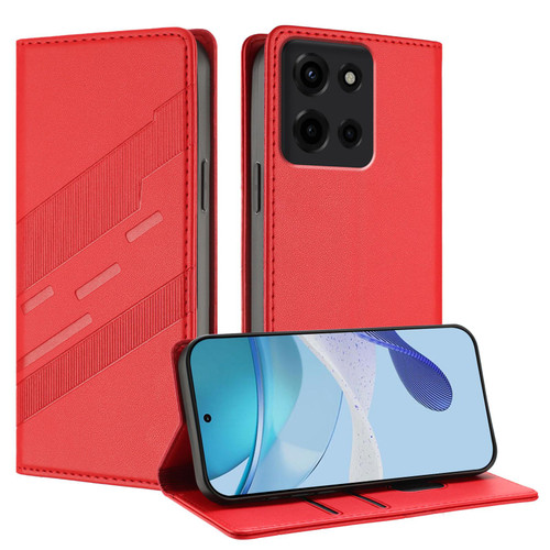 Moto G 2025 Embossed Multi-functional Wallet Retro Leather Phone Case - Red